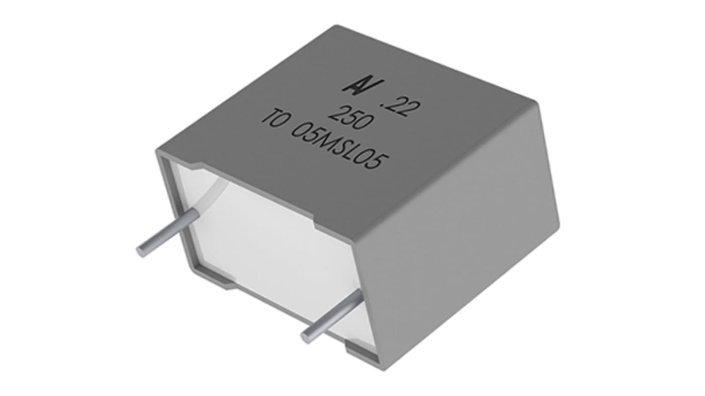 KEMET R60 Polyester Capacitor PET, 200 V ac, 400 V dc, ±10%, 2.2μF, Through Hole