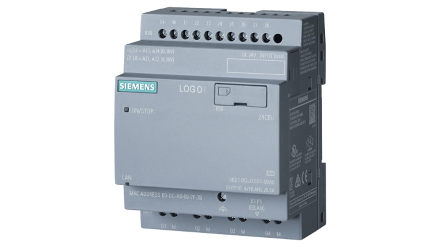 Siemens LOGO! Series Logic Module for Use with LOGO! 8.2, 24 V dc Supply, Transistor Output, 8-Input, Analogue, Digital
