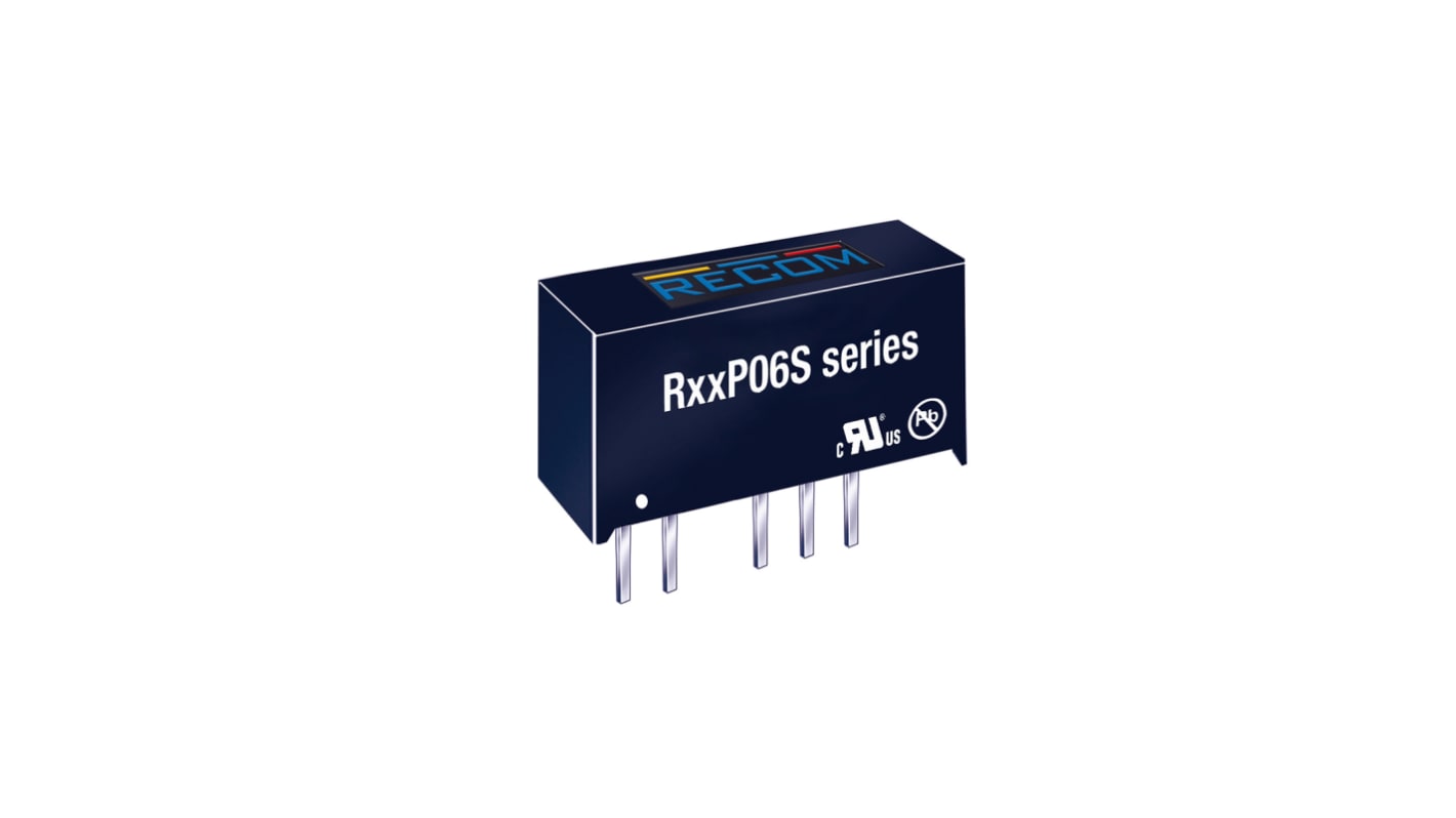 Recom R24P DC-DC Converter, 6V dc/ 167mA Output, 21.6 → 26.4 V dc Input, 1W, Through Hole, +90°C Max Temp -40°C