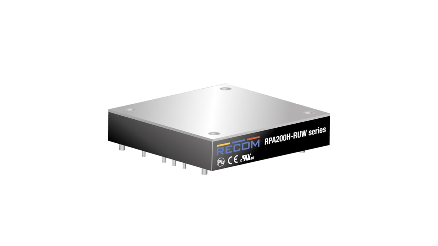 Recom RPA200H-RUW DC-DC Converter, 24V dc/ 8.5A Output, 16.8 → 137.5 V dc Input, 200W, PCB Mount, +93.5°C Max