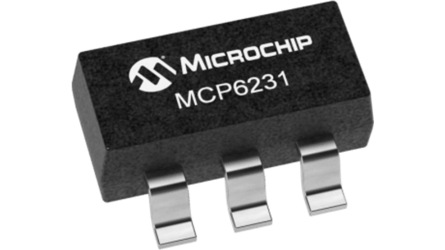 Amplificador operacional MCP6231T-E/OT, 6 V 300kHz Rail to Rail SOT-23, 5 pines 10 kHz, Entrada / salida Rail-to-Rail