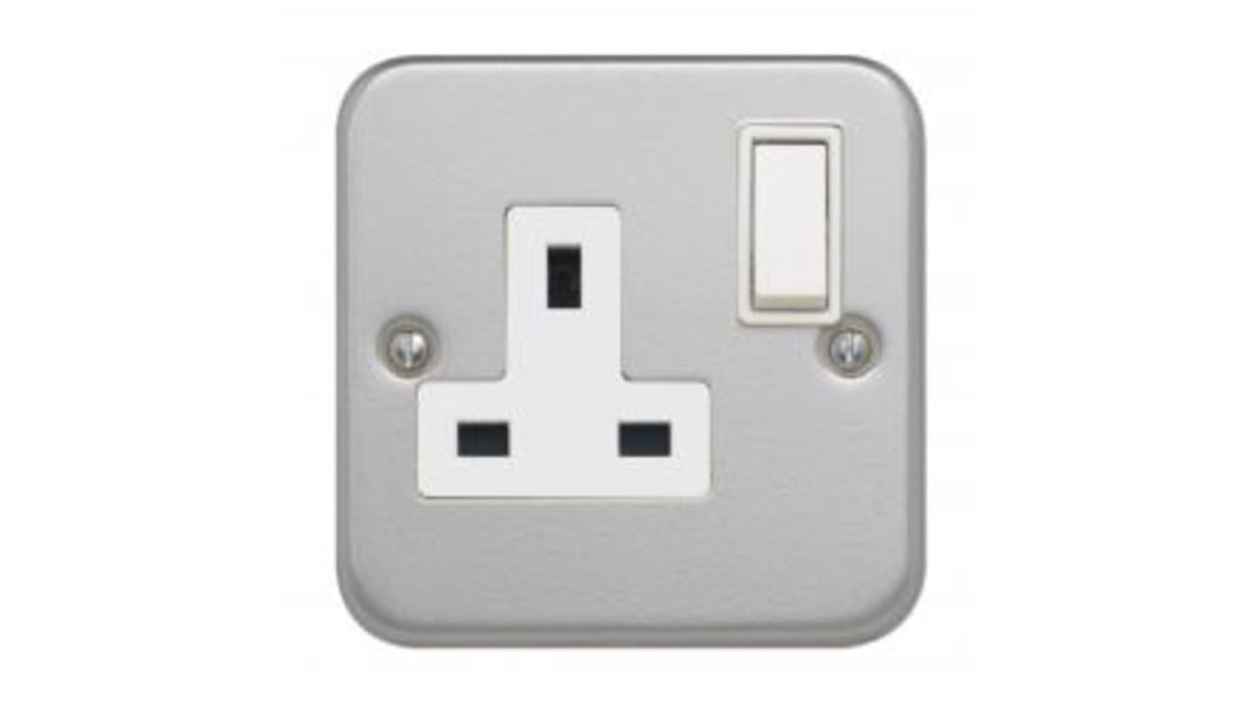 Contactum Grey 1 Gang Plug Socket, 2 Poles, 13A, Type G - British, Indoor Use