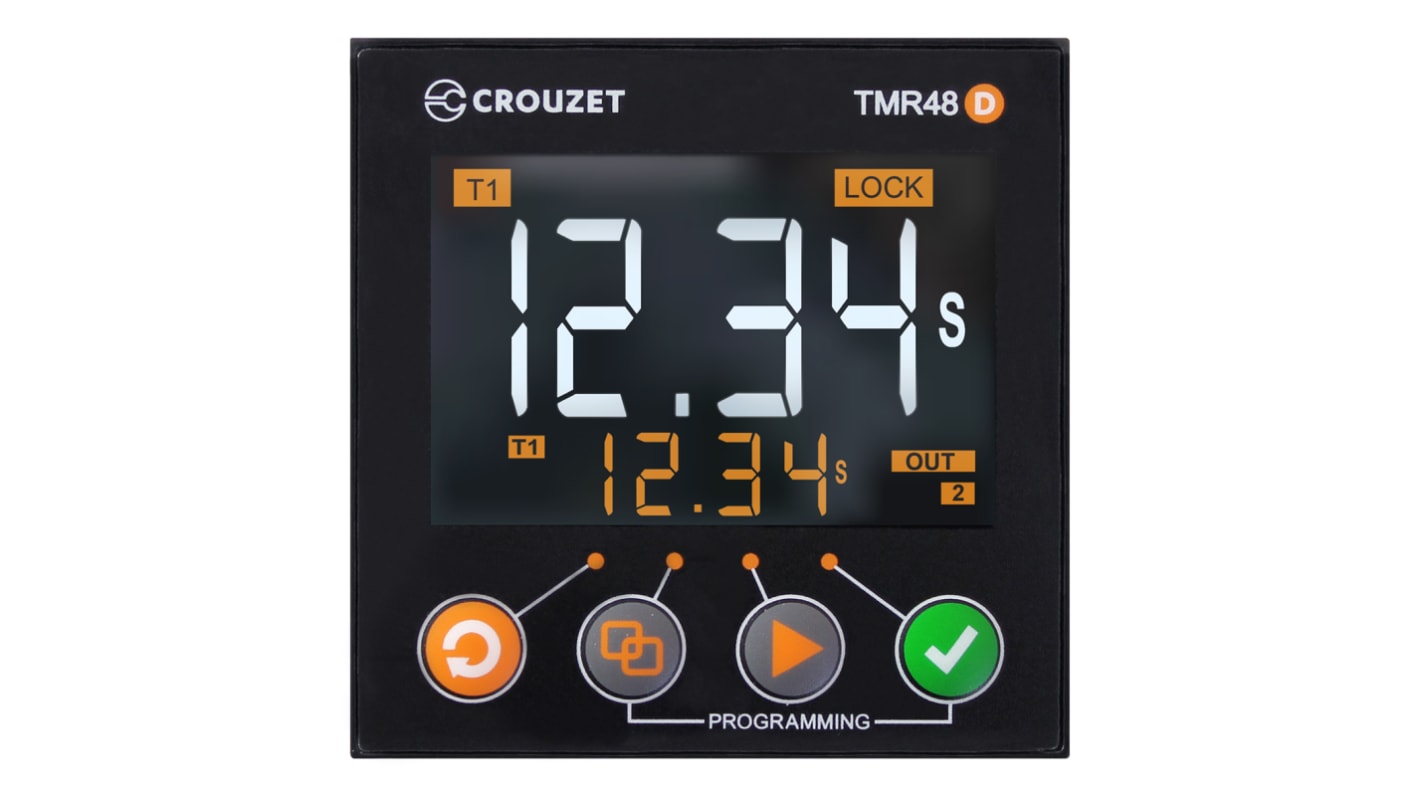 Crouzet 24 → 240V ac/dc Timer Relay, 1 timerfunktion Panelmontering