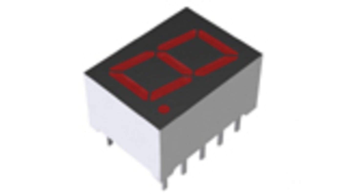 Display LED ROHM LA-401D de 1 caract., Rojo, Vf= 2,6 V, ánodo común, mont. pasante