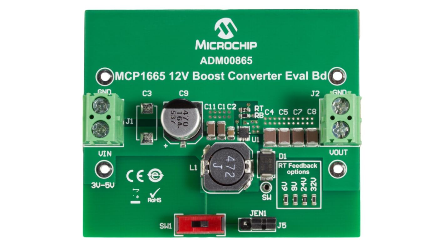 Microchip Boost Schaltregler Aufwärtswandler 1000mA 1-Ausg. VQFN, 10-Pin, Einstellbar, 575 kHz