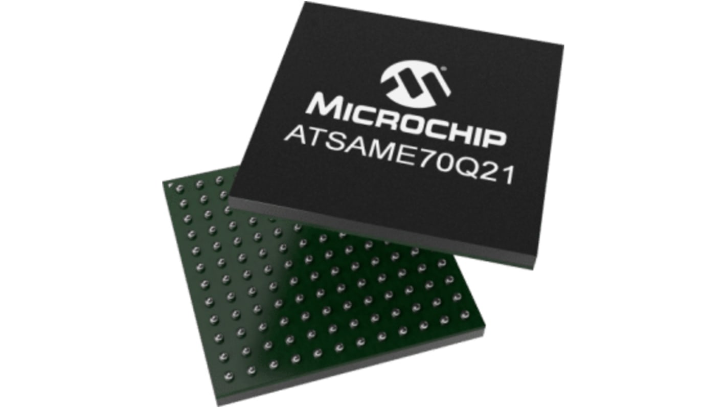 Microcontrolador Microchip ATSAME70Q21B-CN, núcleo ARM Cortex M7 de 32bit, RAM 384 kB, 300MHZ, LFBGA de 144 pines