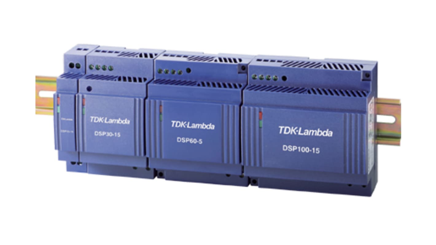 TDK-Lambda DSP Switched Mode DIN Rail Power Supply, 90 → 264 V ac / 120 →370V dc ac, dc Input, 12V dc dc