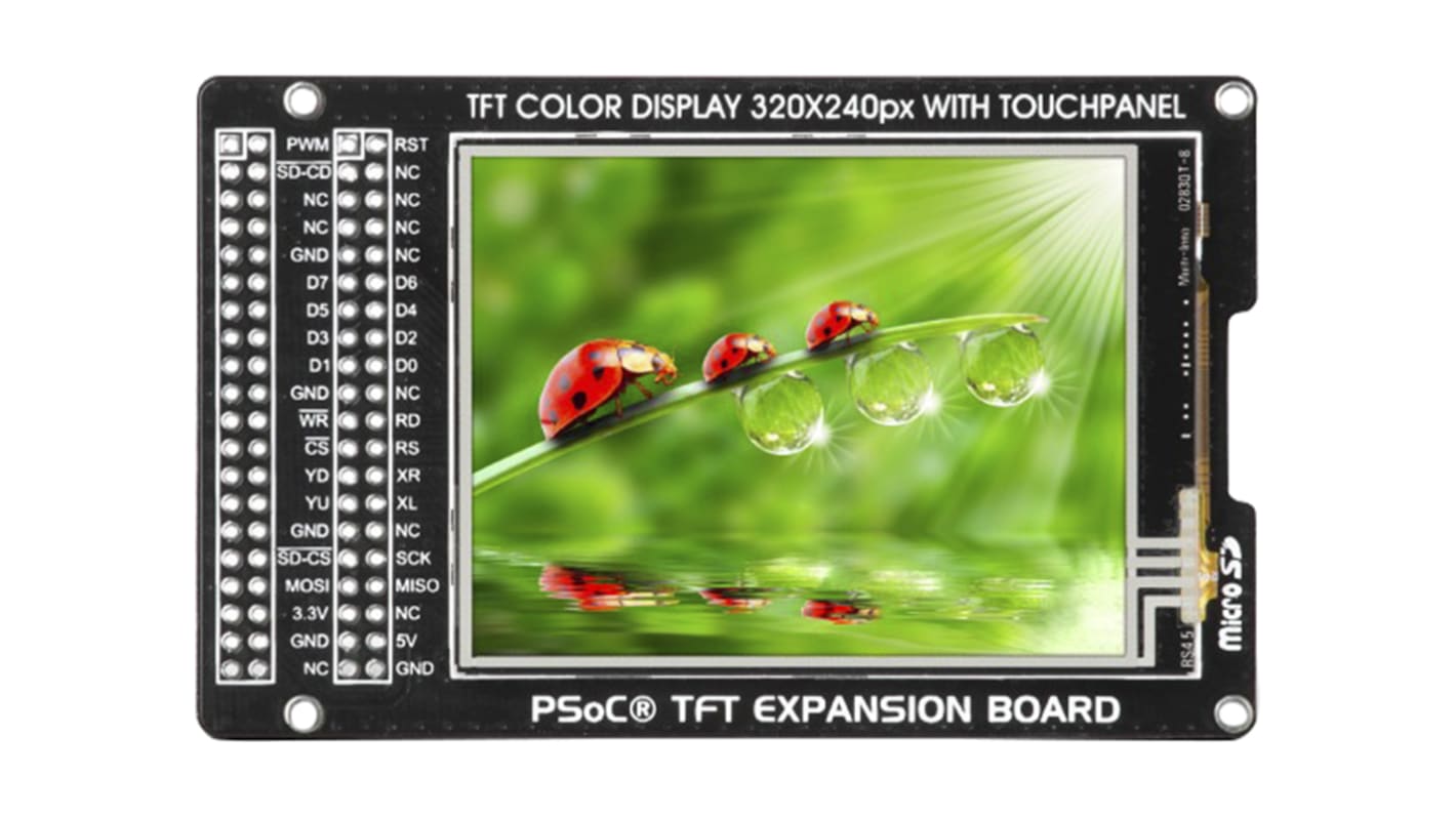 MikroElektronika 2.8in扩展板 显示板, PSoC TFT, 用于CY8CKIT-050 PSoC® 5LP