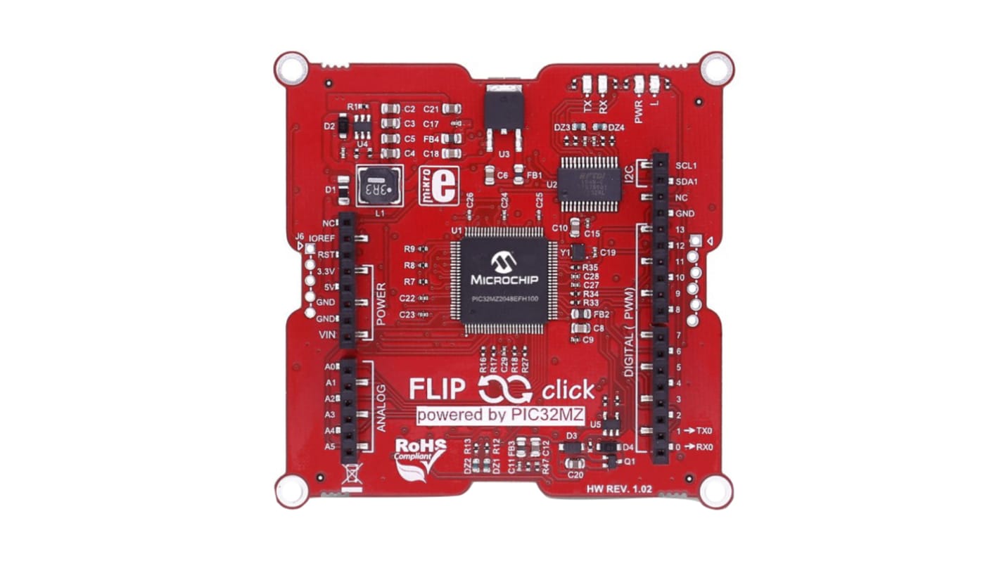 MikroElektronika PIC单片机开发板, PIC32MZ2048EFH100处理器, Flip & Click PIC32MZ