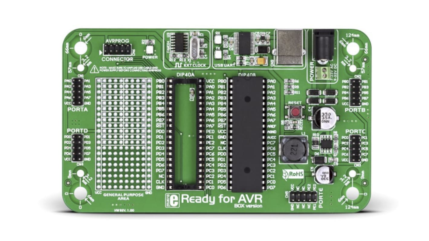 MikroElektronika ATmega单片机开发板, ATmega16处理器, AVR内核, Ready for AVR Board