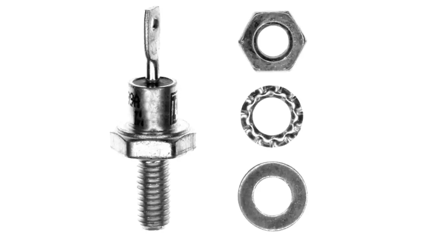 Diodo, VS-25FR120M, Rectificador de recuperación, 25A, 1200V Conexión de silicio, DO-4, 2-Pines 1.3V