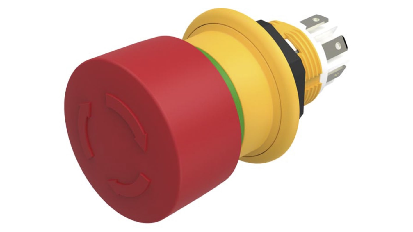 EAO 非常停止用押釦スイッチ 27mm プラスチック 2NC 赤