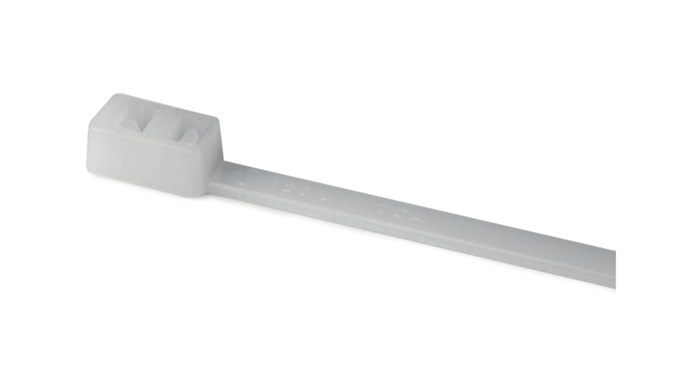 HellermannTyton Cable Tie, Inside Serrated, 210mm x 4.7 mm, Natural Polyamide 6.6 (PA66), Pk-100