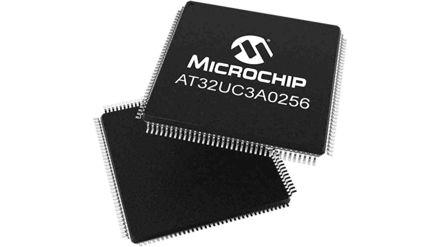 Microcontrolador Microchip AT32UC3A0256-ALUT, núcleo AVR32 de 32bit, RAM 64 kB, 66MHZ, LQFP de 144 pines