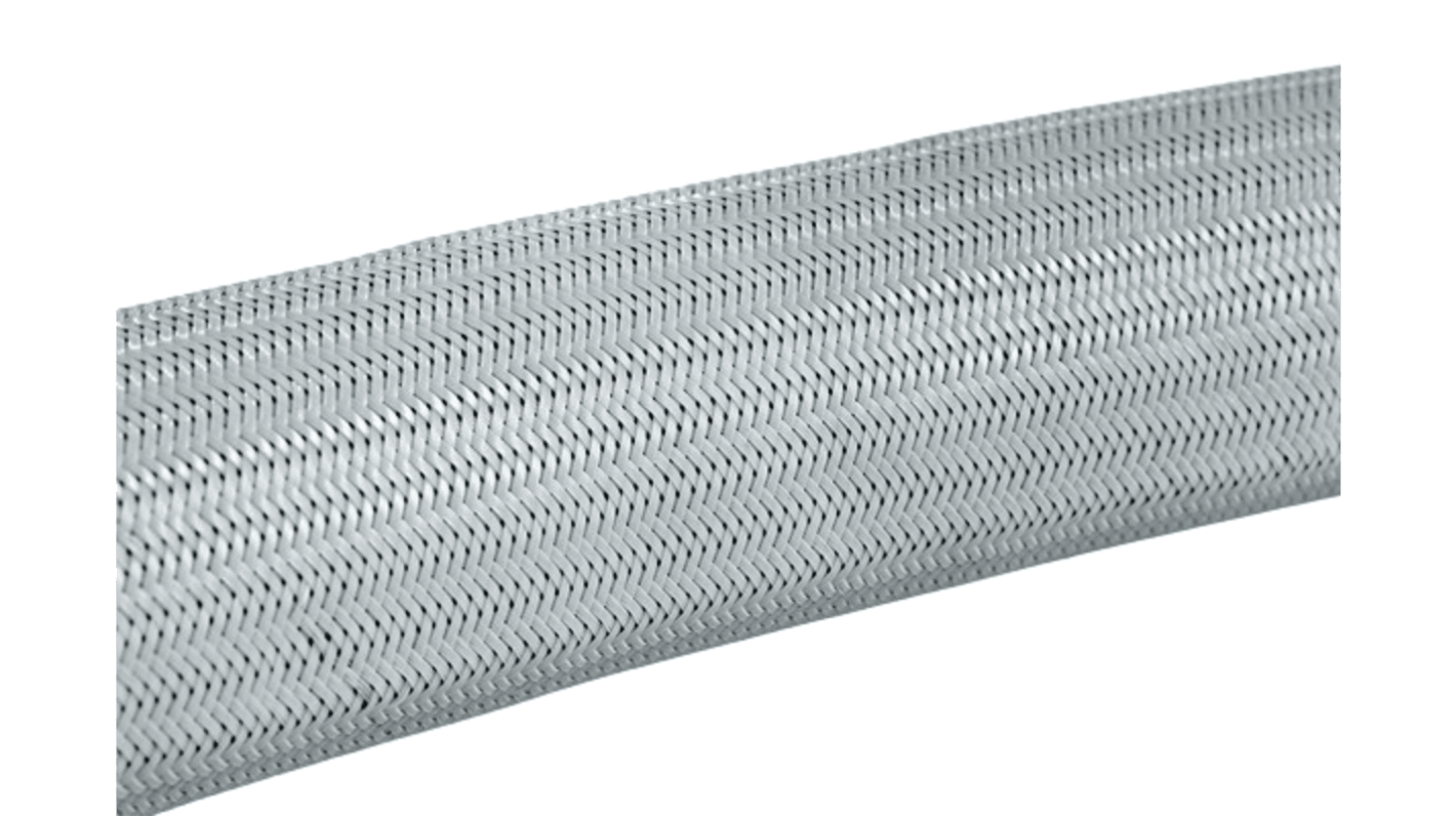 HellermannTyton Expandable Braided Nylon 66 Grey Cable Sleeve, 3mm Diameter, 10m Length, Helagaine Series