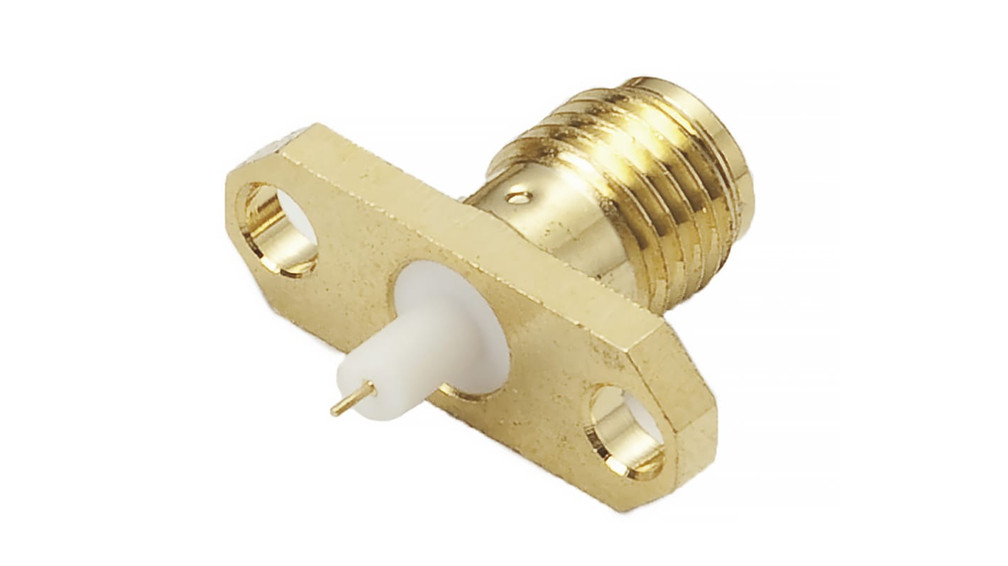 RS PRO Female, Male Flange Mount SMA Connector, 50Ω, Solder Termination, Straight Body