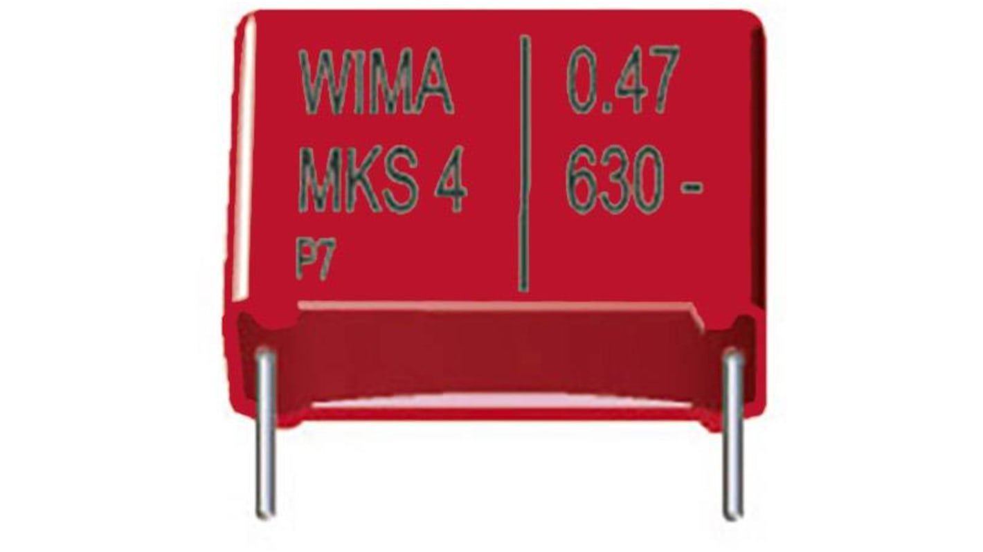 WIMA MKS4 Polyester Film Capacitor, 40 V ac, 63 V dc, ±10%, 330nF, Through Hole