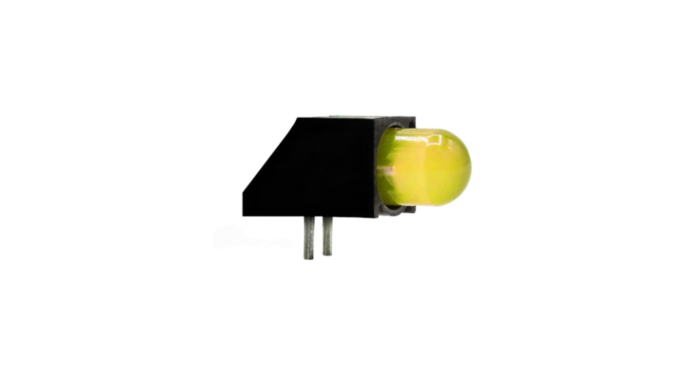 Indicador LED para PCB a 90º Dialight Amarillo, λ 583 nm, 1 LED, 2,7 V, 50 °, dim. 14.02 x 6.22 x 6.22mm, mont. pasante