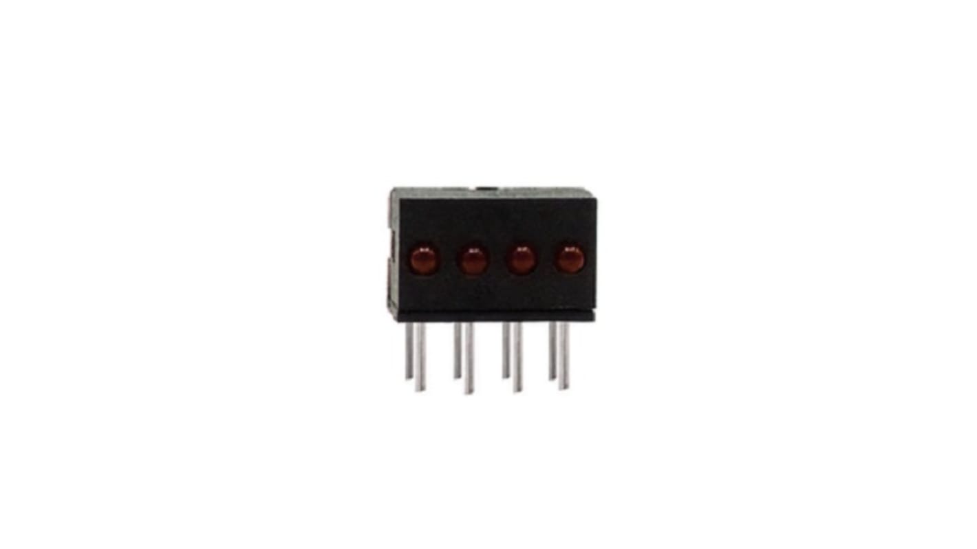 Dialight 555-4001F, Red Right Angle PCB LED Indicator, 4 LEDs, Through Hole 2 V