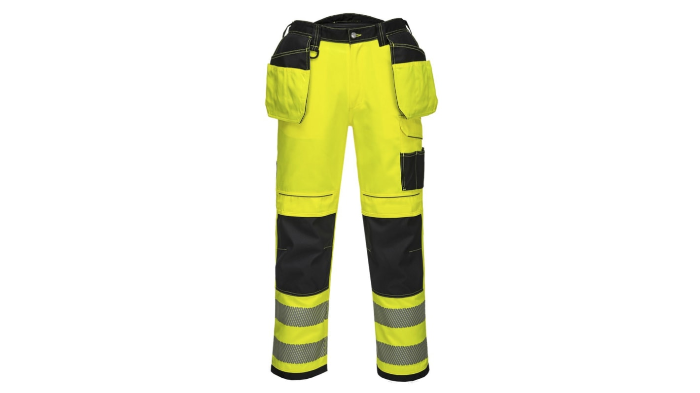 RS PRO Yellow Abrasion Resistant Hi Vis Work Trousers L Leg Length 33in