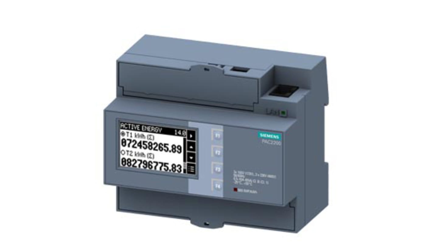 Medidor de energía Siemens serie SENTRON PAC2200, display LCD, con 12 dígitos, 3 fases, dim. 107.8mm x 90mm