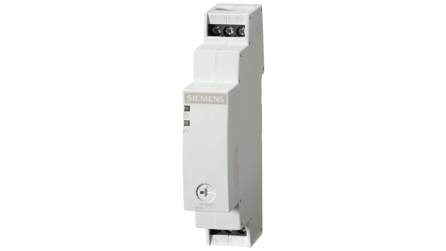 Siemens 7PV15 Series DIN Rail Mount Timer Relay, 100 → 127V ac, 1-Contact, 5 → 100s, 1-Function, SPDT