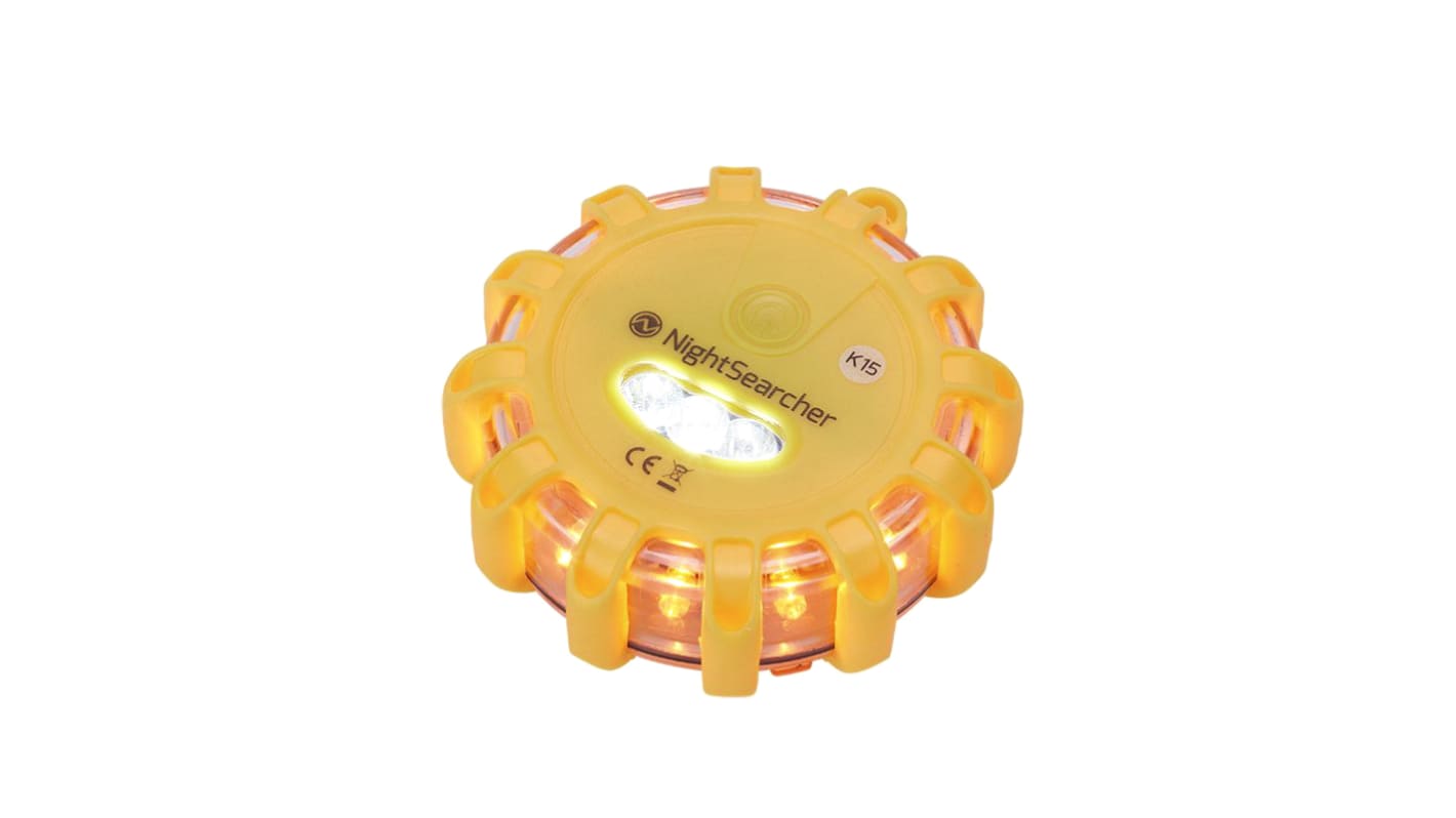 Nightsearcher 黄色闪光LED灯光模块, 黄色外壳, Φ110mm底座, 磁性安装, IP65、IP66