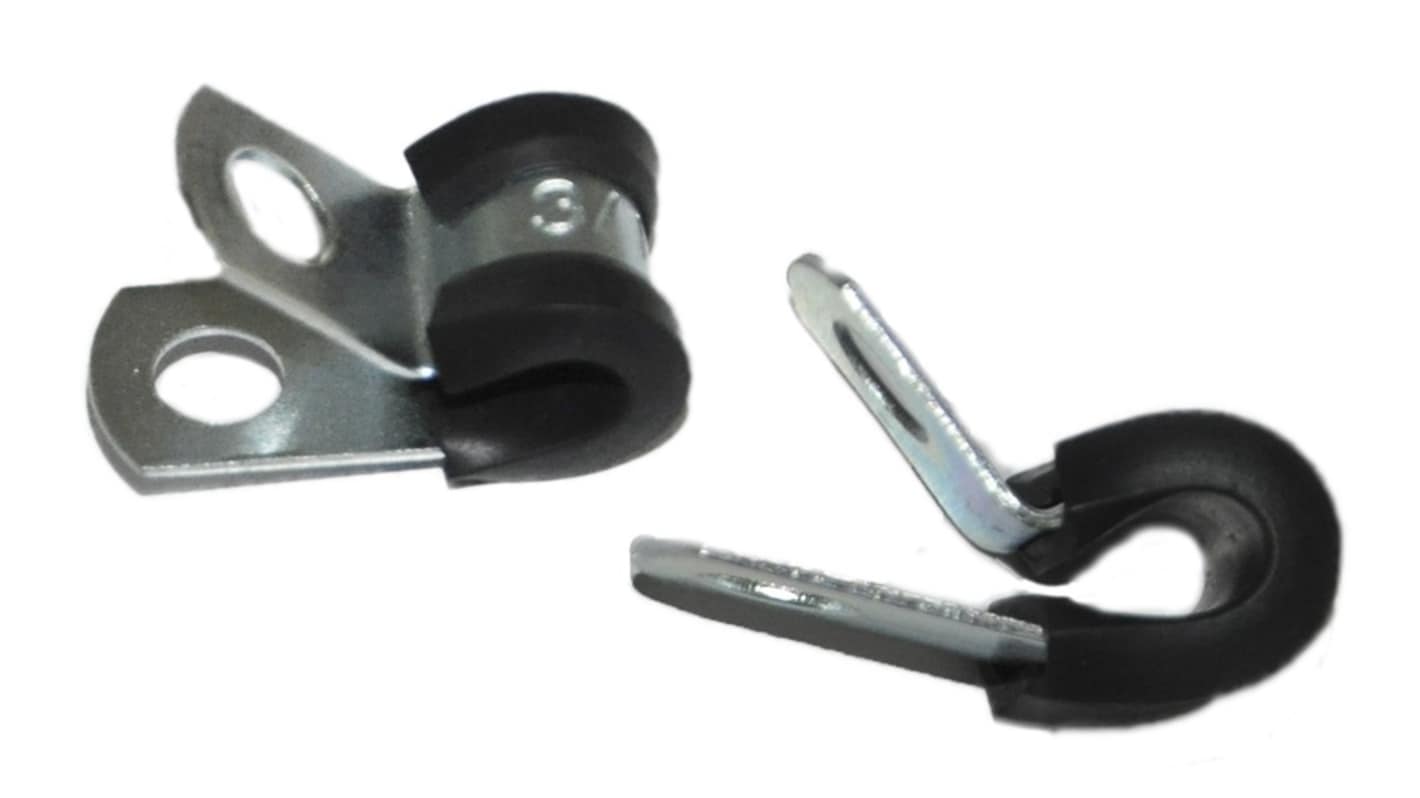 RS PRO Black Rubber, Steel cable clamp, 4.76mm Max. Bundle