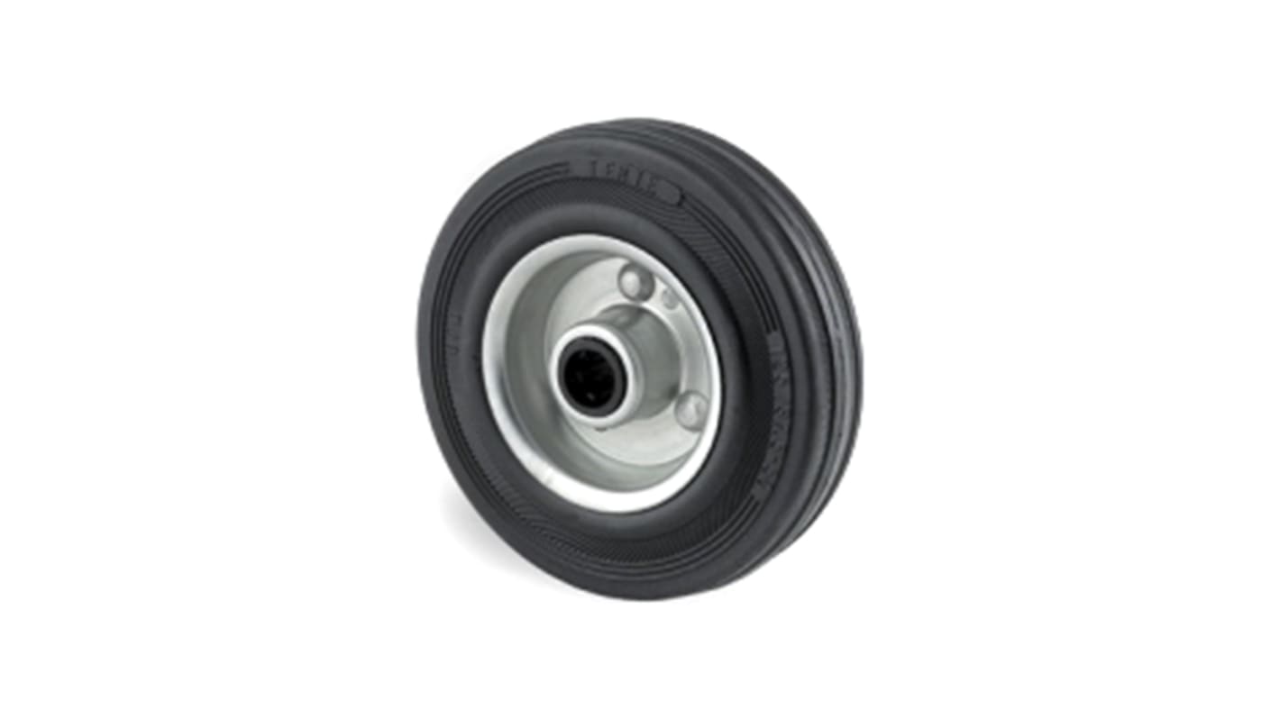 Tente Black Rubber Roller Bearing Trolley Wheel, 135kg