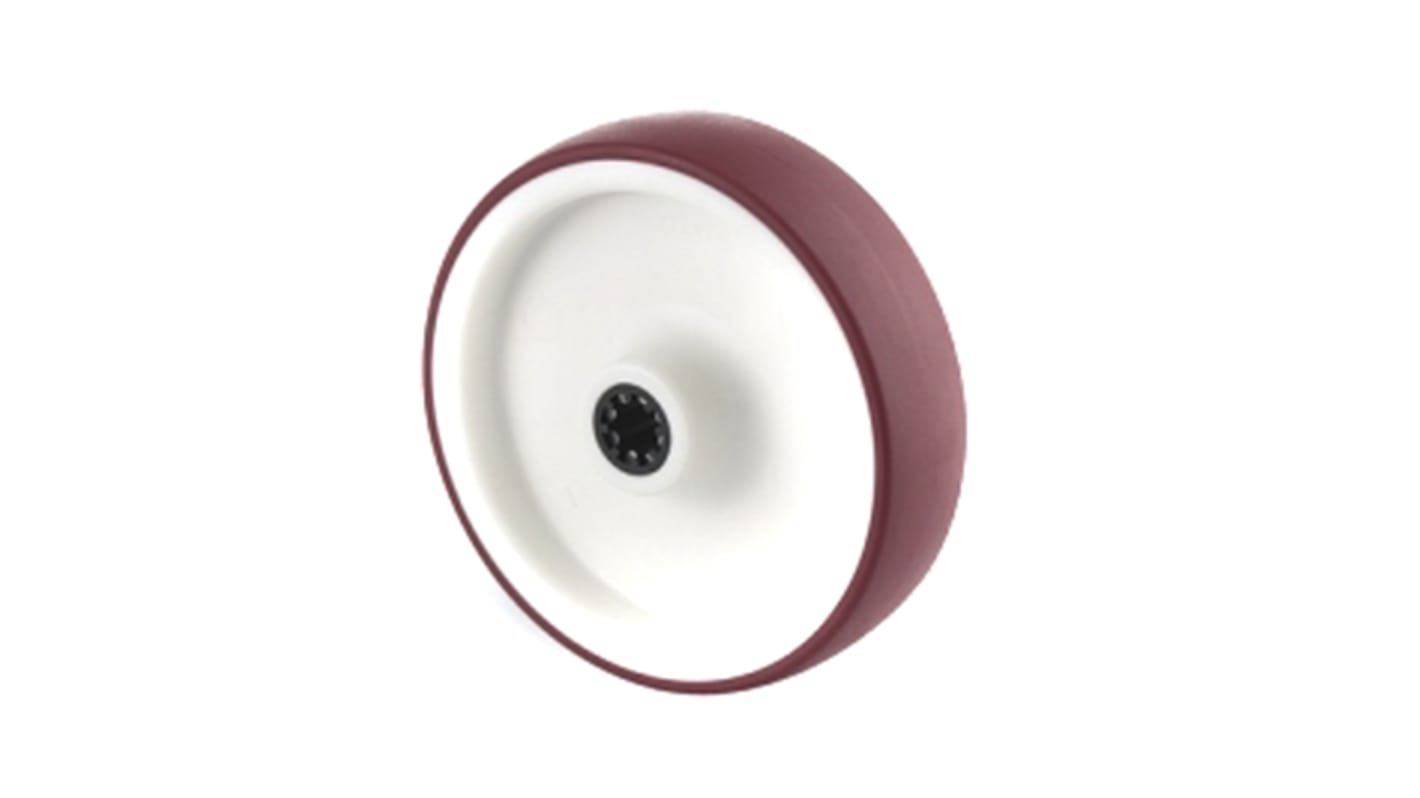 Rueda de carro Tente, UAR160x40-Ø20 HL58 red, Poliuretano, Rojo, Blanco, 350kg
