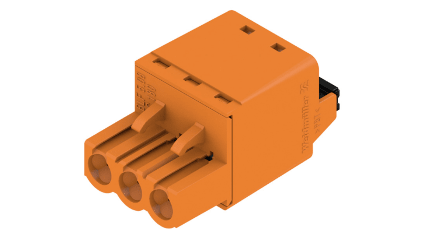 Weidmuller, 5.08mm Pitch, BL 5.08, 3 Way, , Pluggable Terminal Block, Plug, Cable Mount, Push In Termination, 1013690000