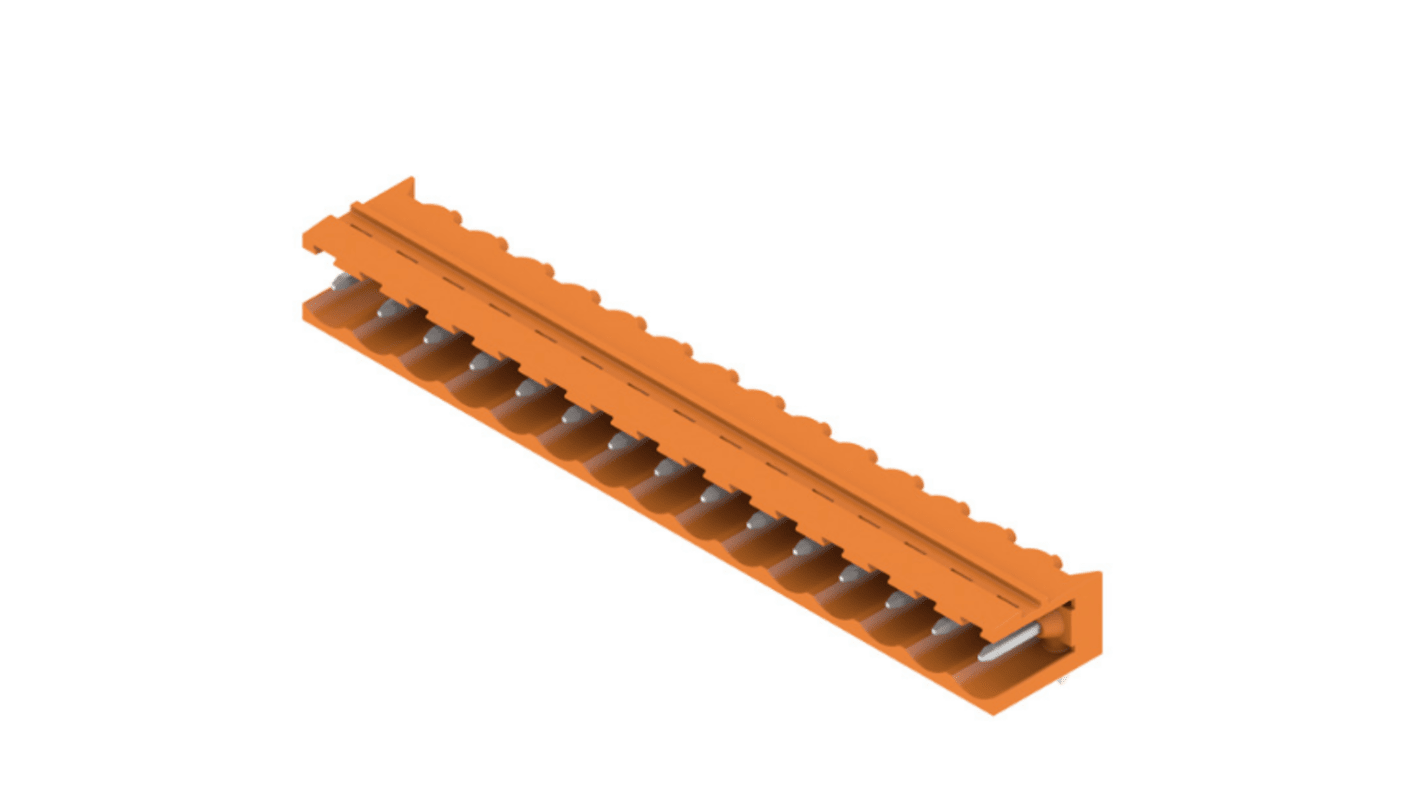 Weidmuller, 5.08mm Pitch, OMNIMATE SL, 15 Way, Right Angle, Pluggable Terminal Block, Header, Through Hole, Solder