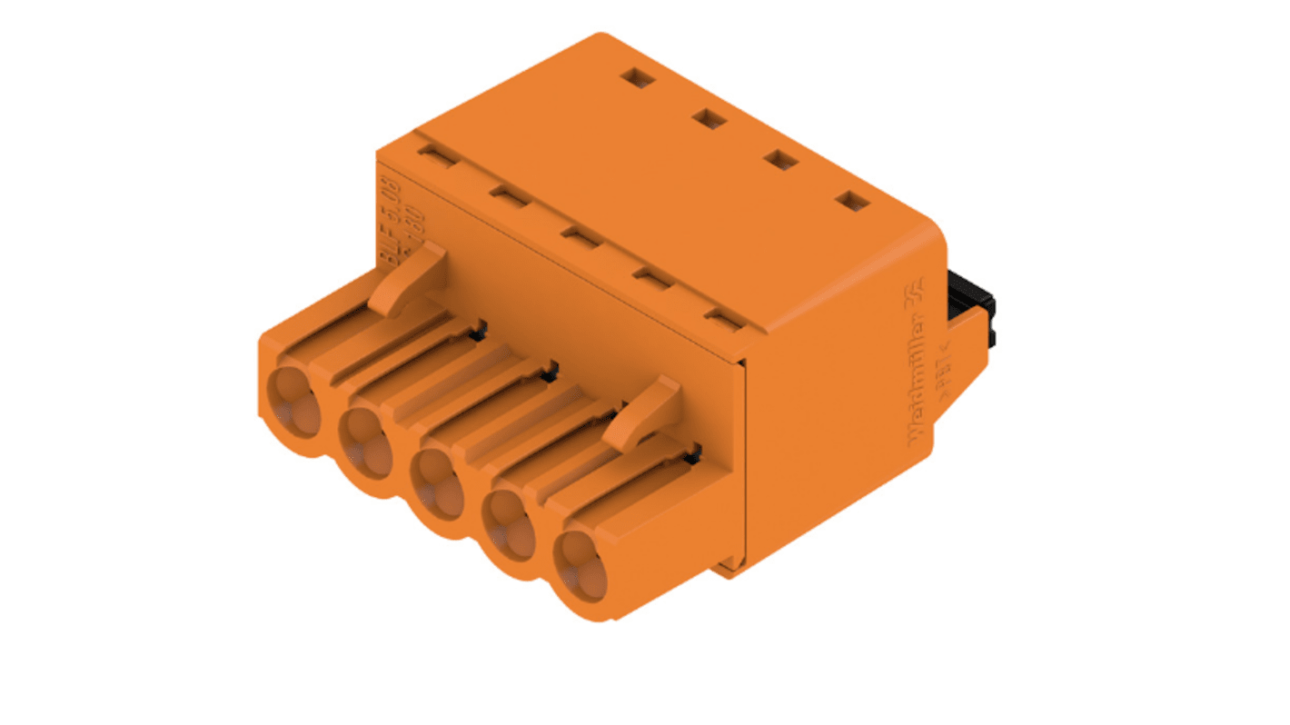 Weidmuller, 5.08mm Pitch, BL 5.08, 5 Way, , Pluggable Terminal Block, Plug, Cable Mount, Push In Termination, 1013720000