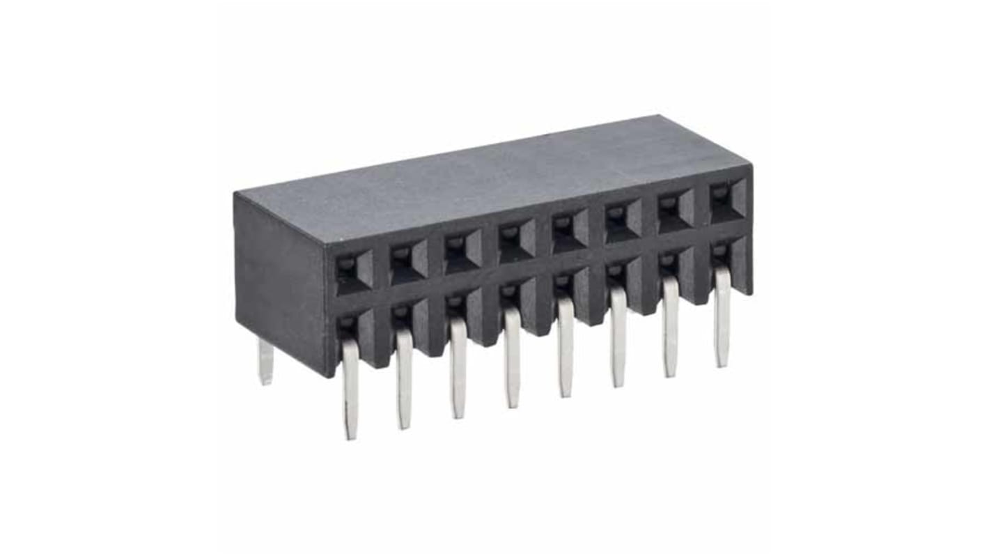 HARWIN 基板接続用ソケット, 8 Pin 2 列 2.54mm ピッチ スルーホール実装