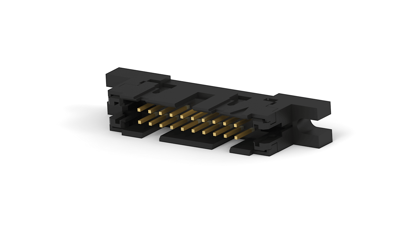 TE Connectivity IDC连接器, 公插, 20p, 2.54mm间距, 2排, 电缆安装, IDC端接, 直角, AMP-LATCH系列