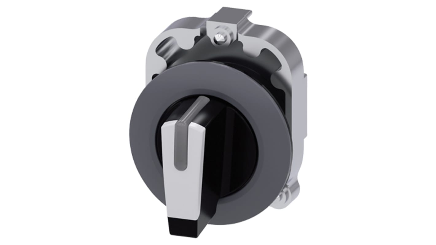 Siemens SIRIUS ACT 3SU10 Series 3 Position Selector Switch Head, 30mm Cutout, Black/White Handle