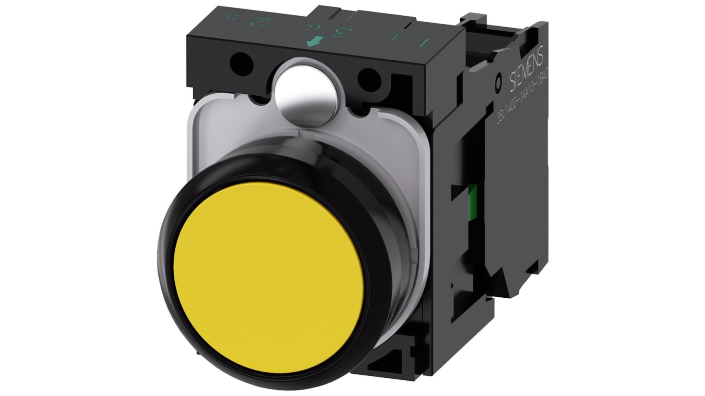 Siemens SIRIUS ACT 3SU11 Series Push Button Complete Unit, Panel Mount, 22mm Cutout, SPST