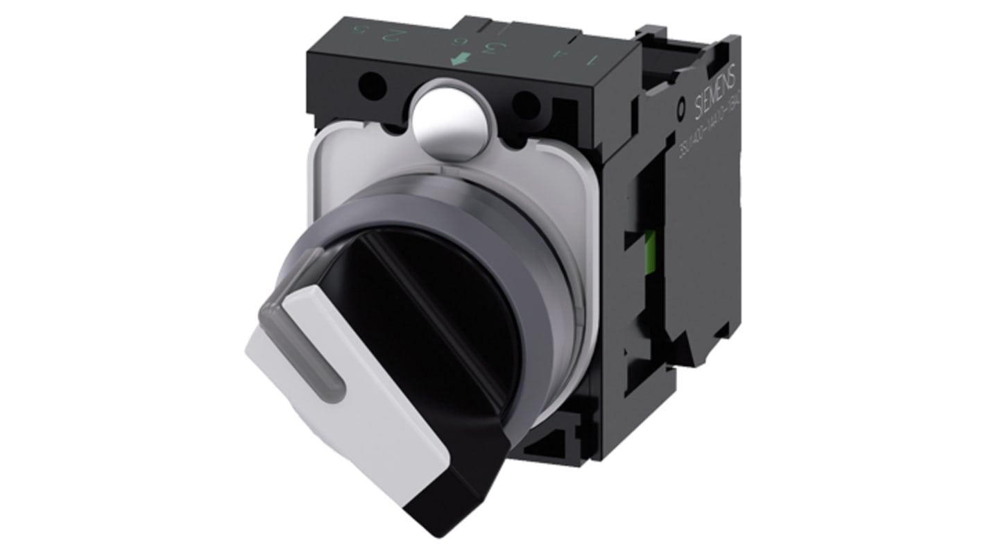 Siemens Selector Switch - (SPST) 22mm Cutout Diameter, Illuminated 2 Positions