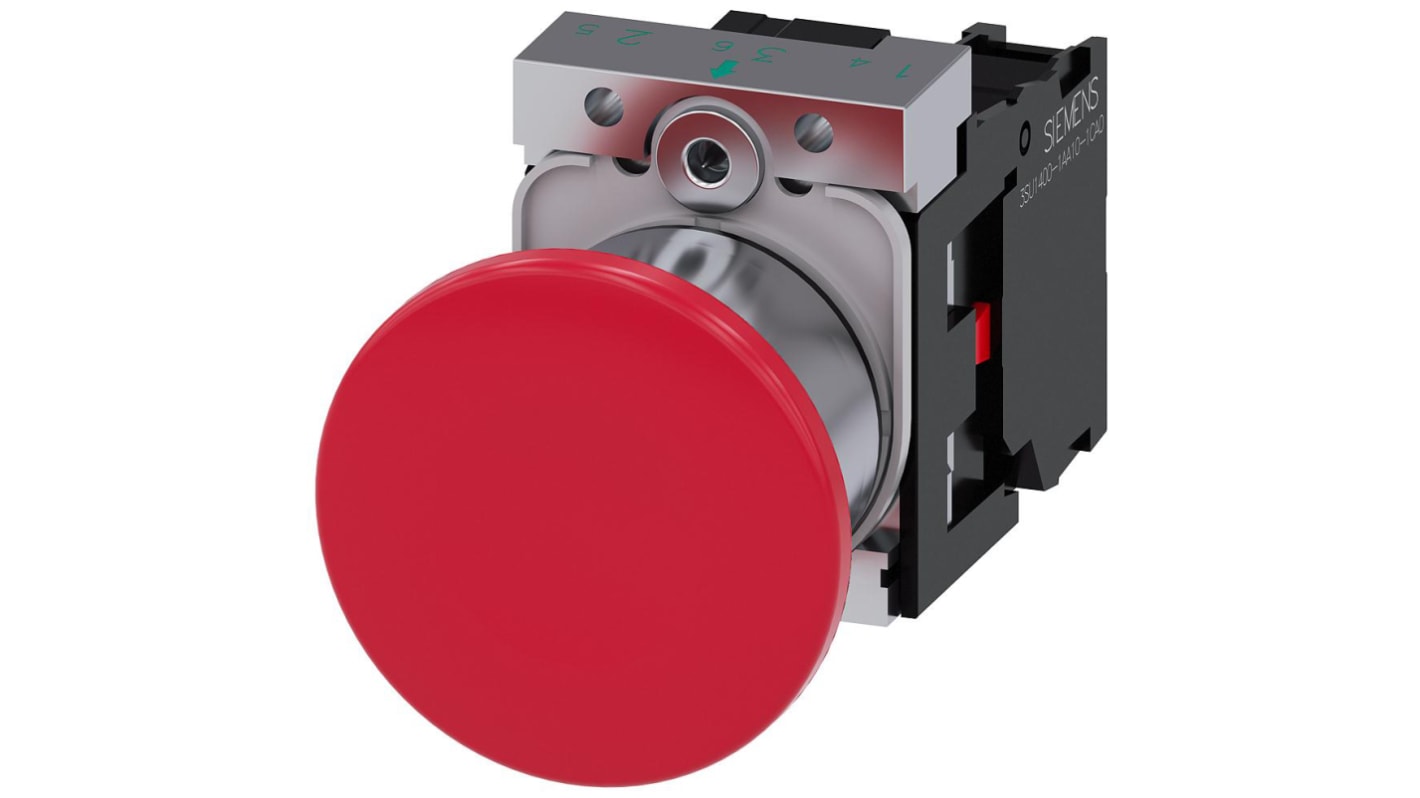 Siemens 按钮开关, Φ22mm开孔, 面板安装, 红色圆形塑料, 单刀单掷, SIRIUS ACT 3SU11系列
