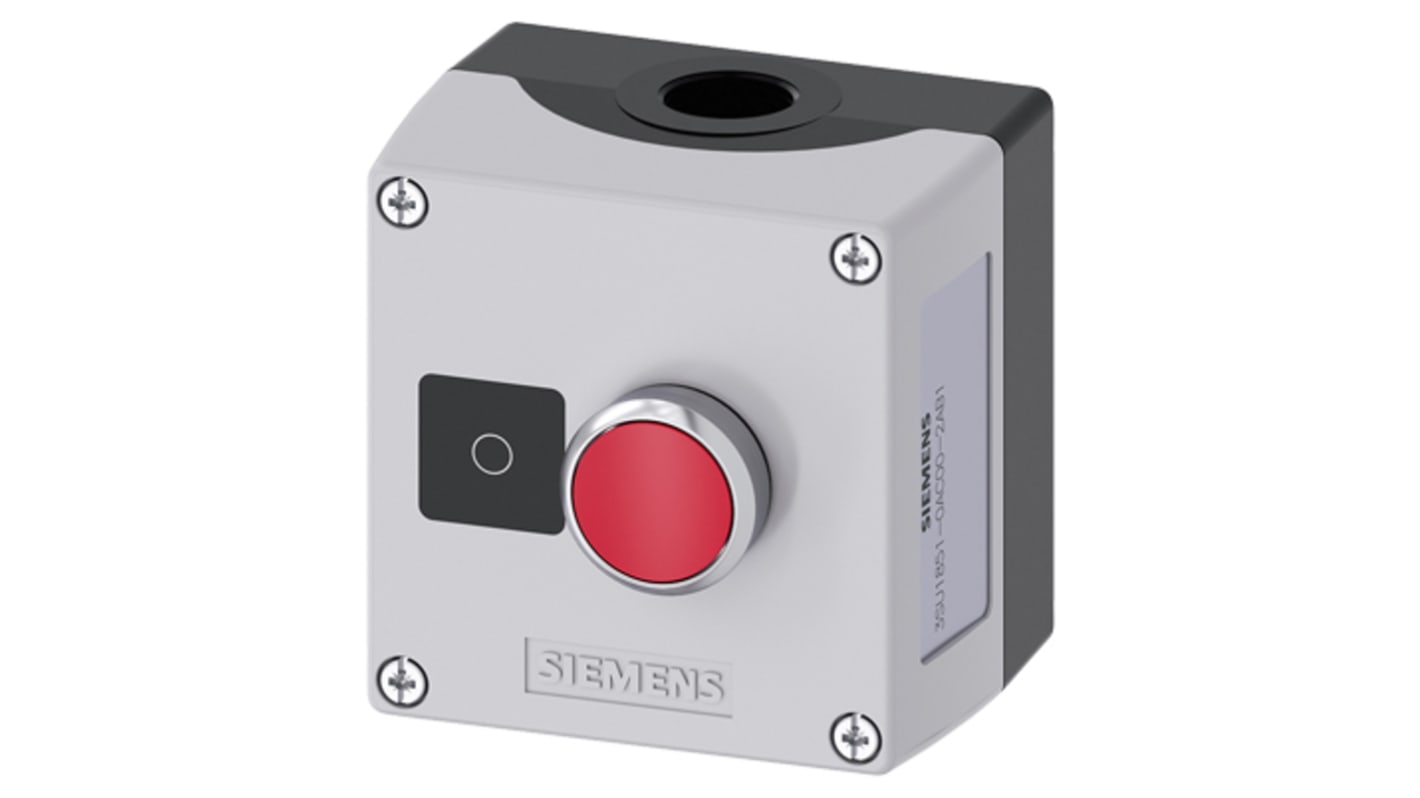 Siemens Enclosed Push Button - SPST, Metal, Red, O, IP66, IP67, IP69