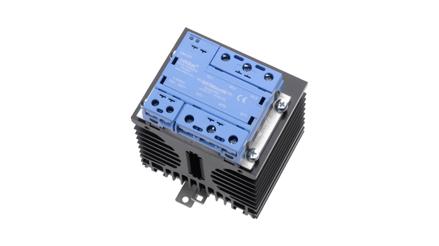 Celduc SGT 2G Series Solid State Relay, 32 A Load, DIN Rail Mount, 520 V ac Load, 255 V dc Control