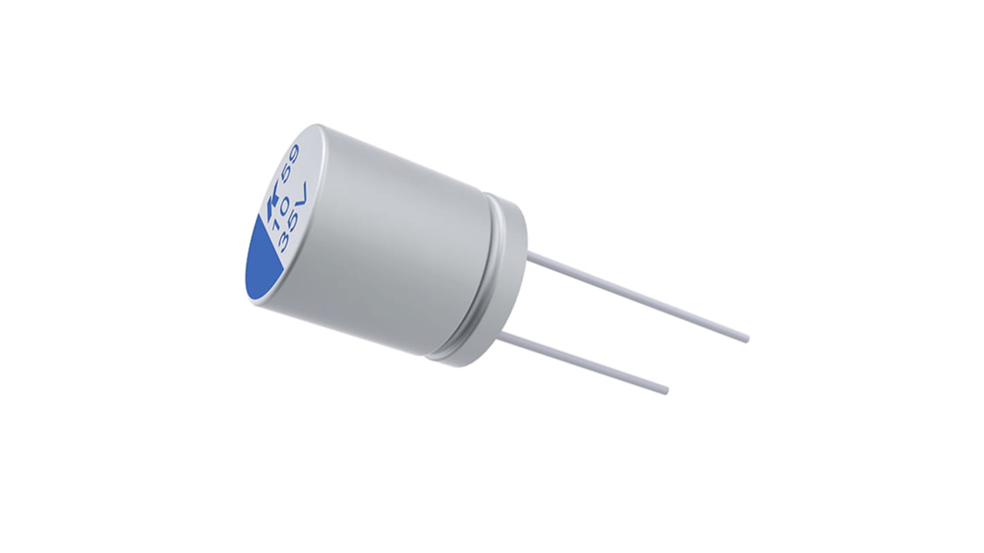 KEMET A759, THT Elektrolyt Polymerkondensator 100μF ±20% / 35V dc, Ø 8mm, -55°C → +125°C