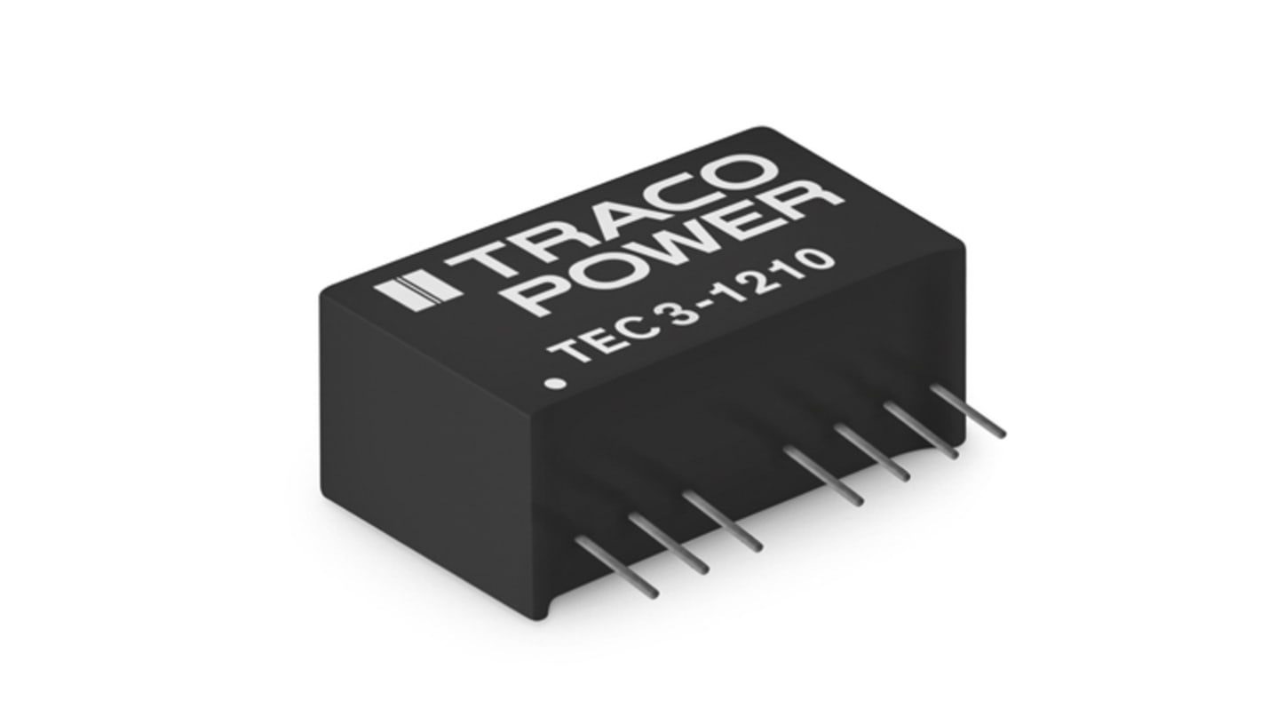 TRACOPOWER TEC 3 DC-DC Converter, 12V dc/ 250mA Output, 36 → 75 V dc Input, 3W, Through Hole, +90°C Max Temp