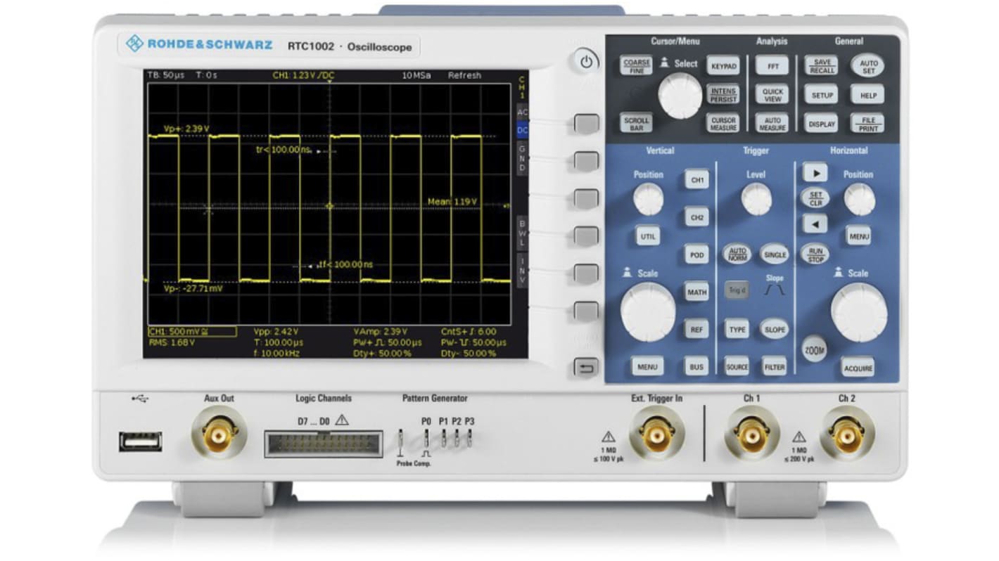 Rohde & Schwarz RTC1002 RTC1000 Series, 200MHz Bench Oscilloscope, 2 Analogue Channels - UKAS Calibrated