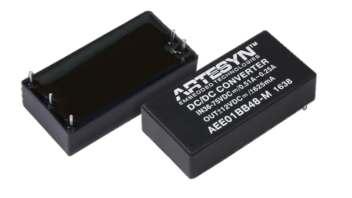 Artesyn AEE15W-M DC-DC Converter, ±15V dc/ 500mA Output, 9 → 18 V dc Input, 15W, Through Hole, +80°C Max Temp