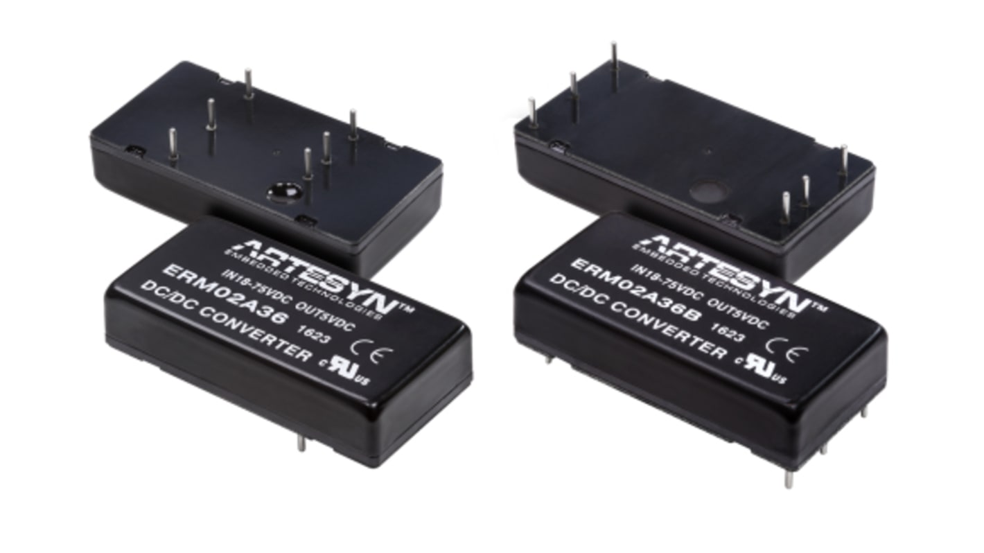 Artesyn ERM DC-DC Converter, ±12V dc/ 410mA Output, 18 → 75 V dc Input, 10W, Through Hole, +85°C Max Temp -40°C