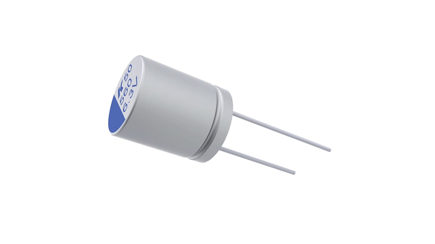 KEMET A750, THT Polymerkondensator 1mF ±20% / 6V dc, Ø 8mm, -55°C → +105°C