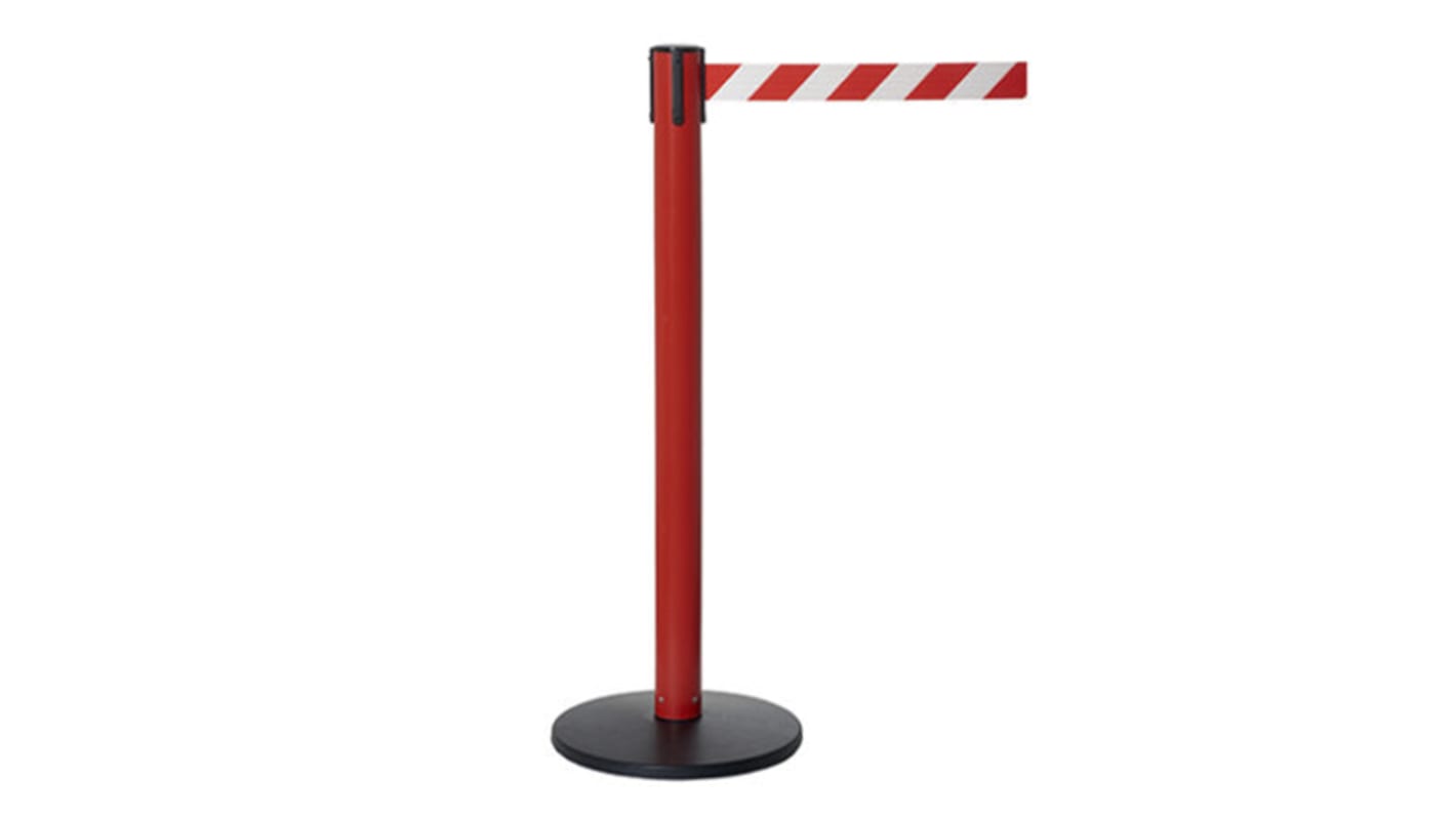 Tensator White Plastic Retractable Barrier, 2.3m, Red, White Tape