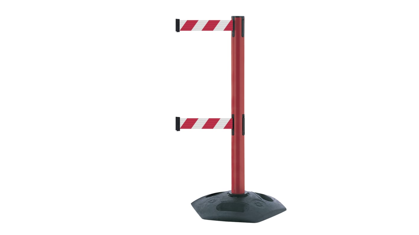 Tensator Red Plastic Retractable Barrier, 3.65m, Red, White Tape