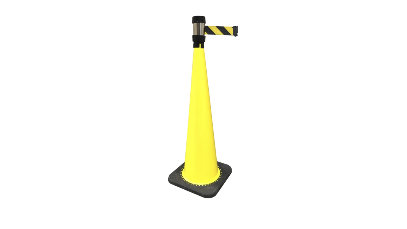 RS PRO Black, Yellow 900 mm PVC Traffic Cone